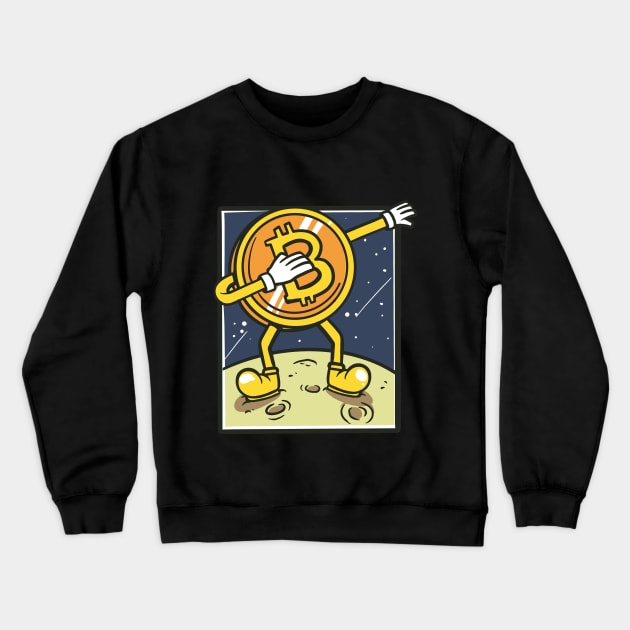 Bitcoin Dabbing Cryptocurrency Funny Crypto Design Crewneck Sweatshirt by UNDERGROUNDROOTS
